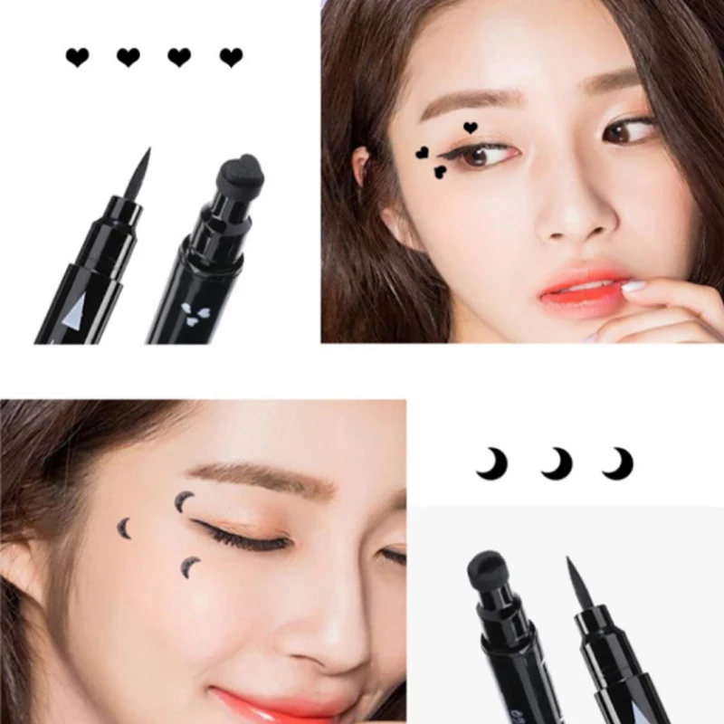 Double Head Liquid Eyeliner Pen Moon Pattern Black Stamp Makeup Waterproof Quick-dry Professional Women Cosmetic Easy to Wear