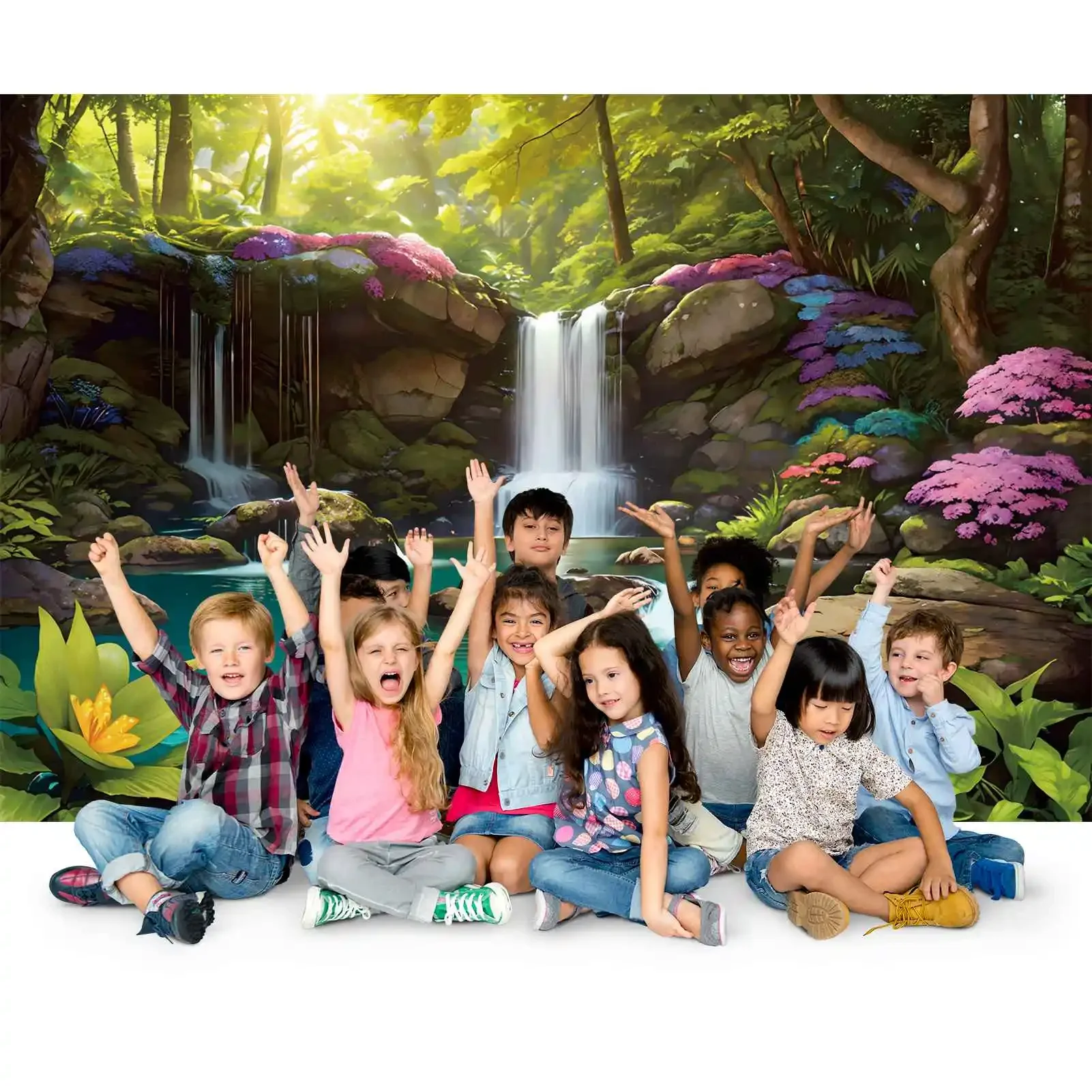 Decorazioni per fondali fotografici a cascata floreale primaverile sfondi fotografici per bambini personalizzati primavera verde