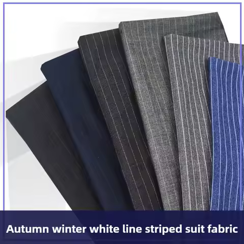 Stripes Suit Fabric Micro Elastic By The Meter for Men\'s Women\'s Clothing Pants Vest Diy Sewing Cloth Thousand Bird Grid Blue