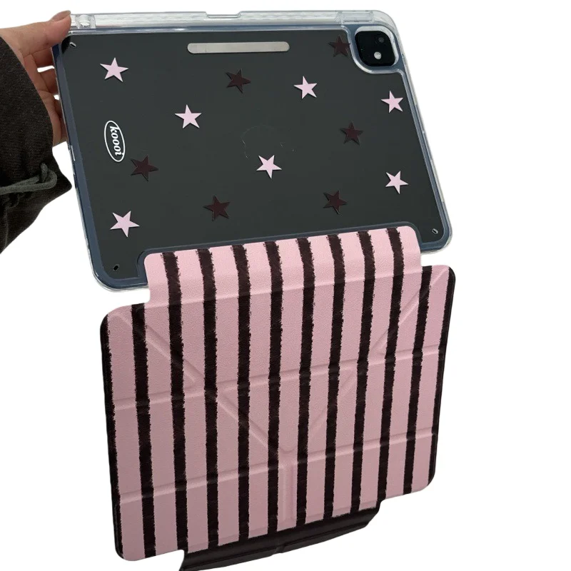 Stripes & Stars Buckle Pen Slot Tablet Case For Mini 7 6 iPad11 10 6 5 Pro 2024 2022 2021 2020 2018 Air2025 2024 5 4 3  Cover