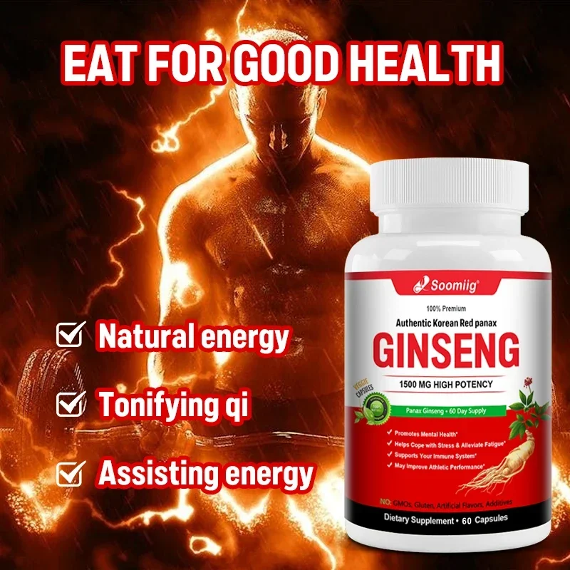 Korean Red Ginseng Capsules - Supports Increased Energy, Mood, Stamina & Performance, Muscle Strength, Ginseng Supplement