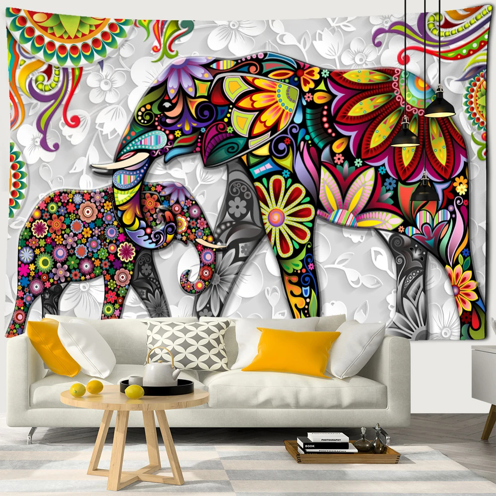 3D Mural Elephant Tapestry Wall Hanging Boho Hippie Bedroom 