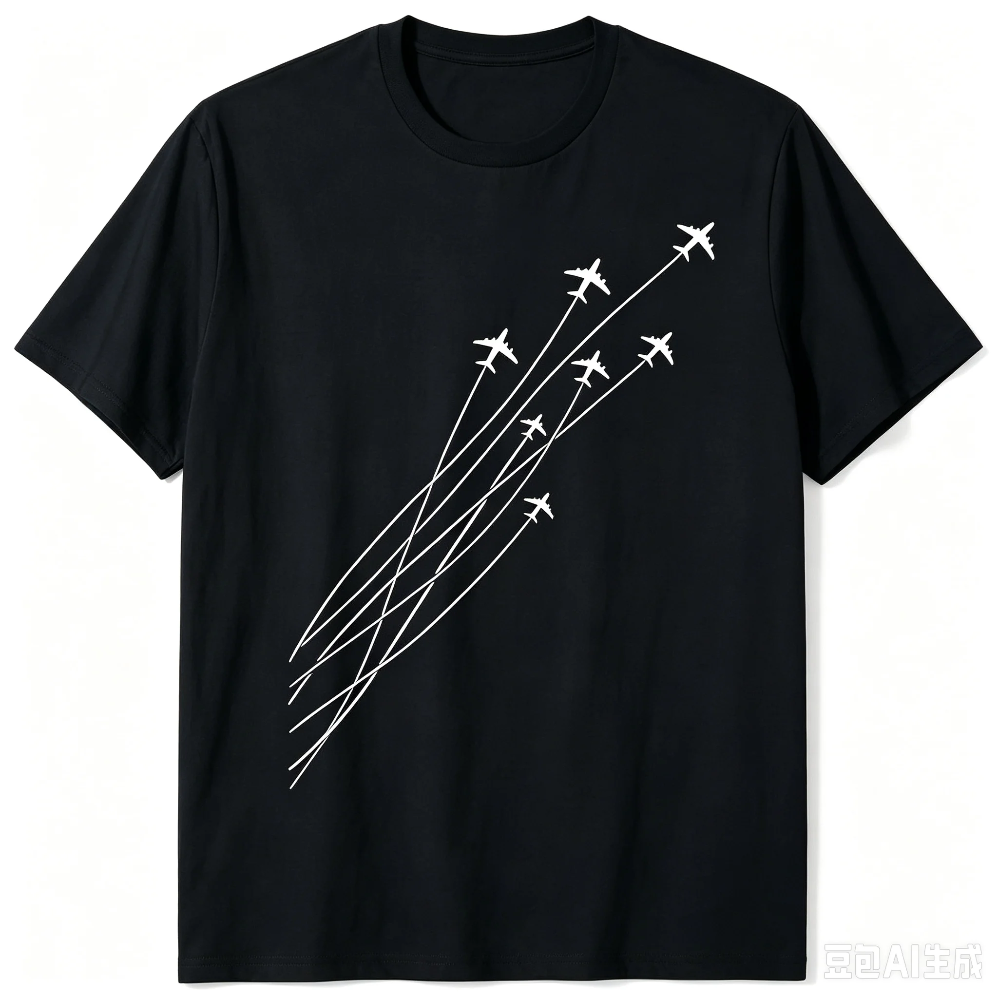 Men Airplane Flight Path Graphic T‑Shirt Aviation Lover O‑Neck Short Sleeve Loose Casual Tee