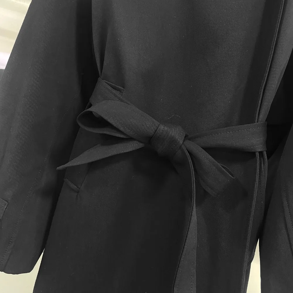 VGH Solid Patchwork Lae Up Windbreaker for Women Stand Collar Long Sleeve Slimming Basics Minimalist Style Trench Female Autumn