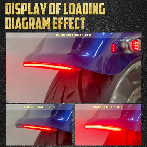 Imagen 2 del producto Luz LED de freno para guardabarros trasero de motocicleta, indicador de señal de giro, lámpara para correr para Harley Softail Fatboy FLFB FLFBS 18-25