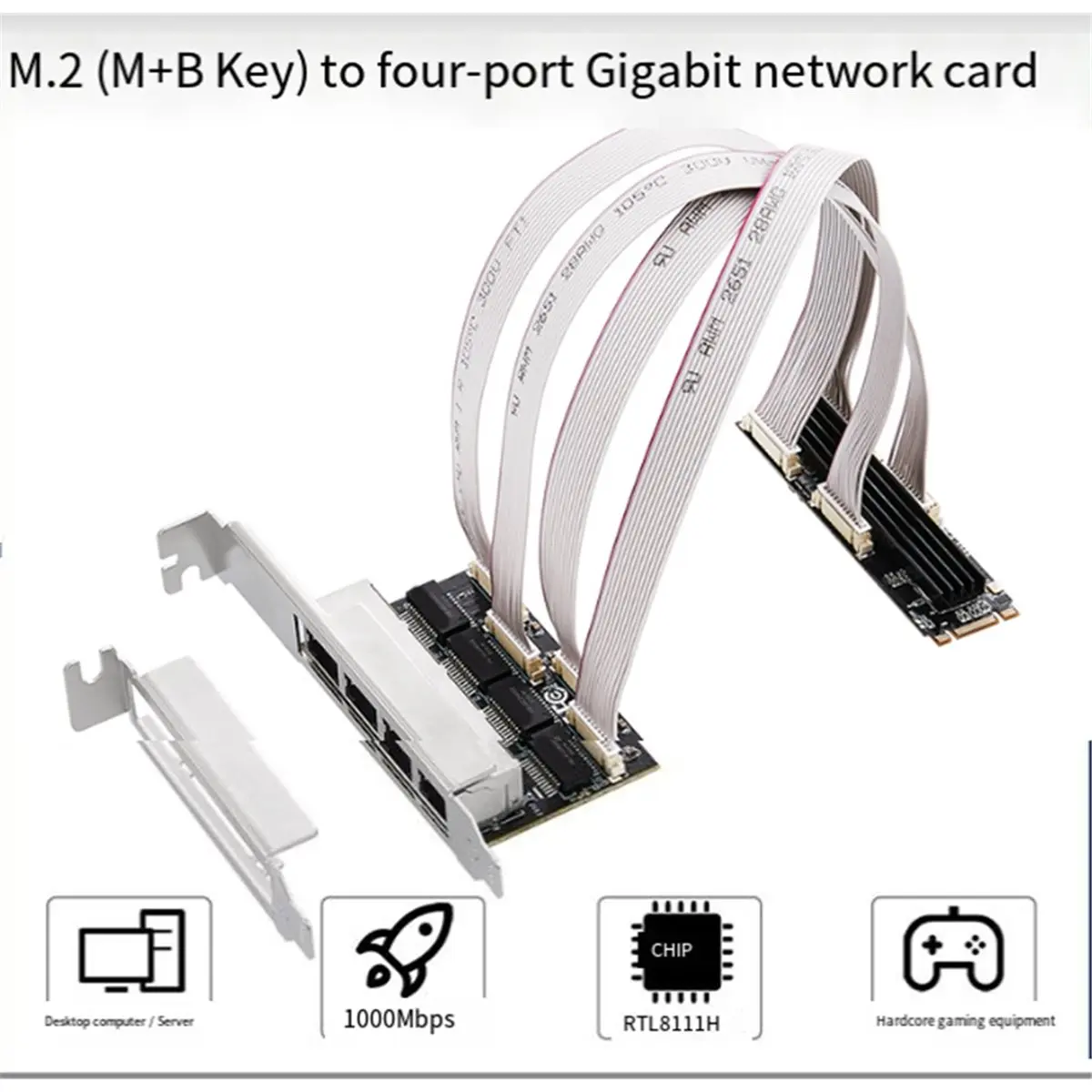 【a75t】-m2-to-4-ports-rj45-gigabit-ethernet-network-card-b-m-key-10-100-1000mbps-nic-network-cards-for-realtek-rtl8111h-chip