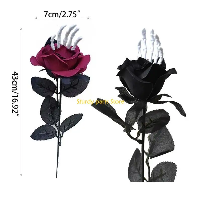 97QC 할로윈 장미 꽃과 손 뼈 DIY 꽃꽂이 가정 장식