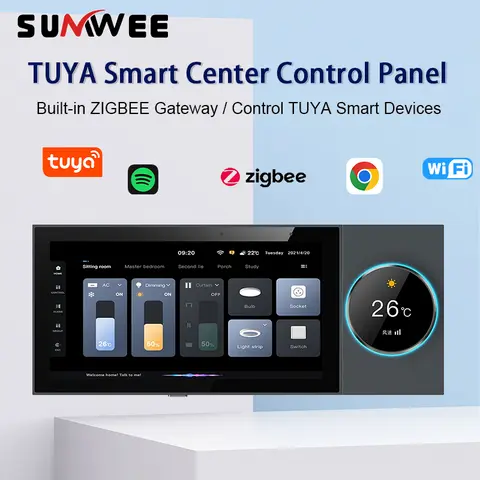 6 Inch Tuya Smart Home Multi-functional Control Panel Touch Screen Central Controller Zigbee Gateway Bluetooth Wall Amplifier
