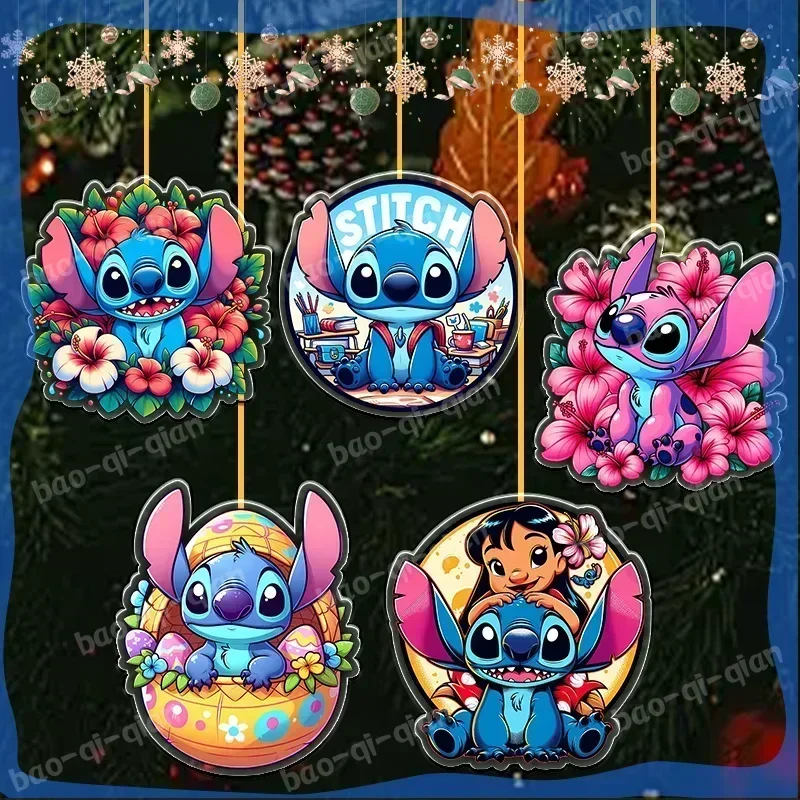 Anime Peripheral Home Decor Christmas Decoration 8cm Lilo & Stitch Acrylic Stitch Angel Christmas Tree Series Holiday Gifts Xmas