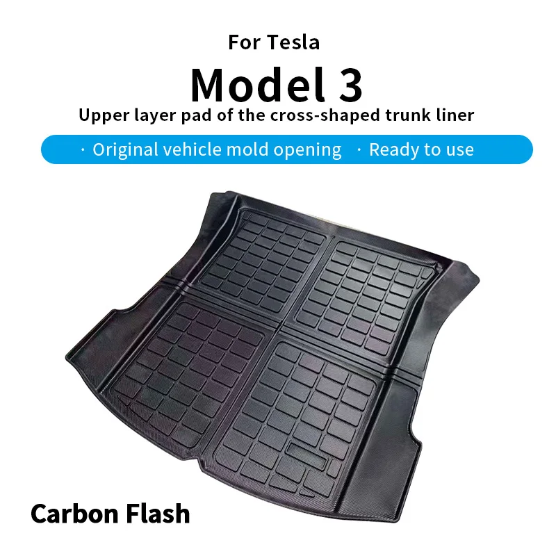 

Suitable for Tesla 2021-2023 model 3 cross shaped trunk pad with TPE material upper layer pad