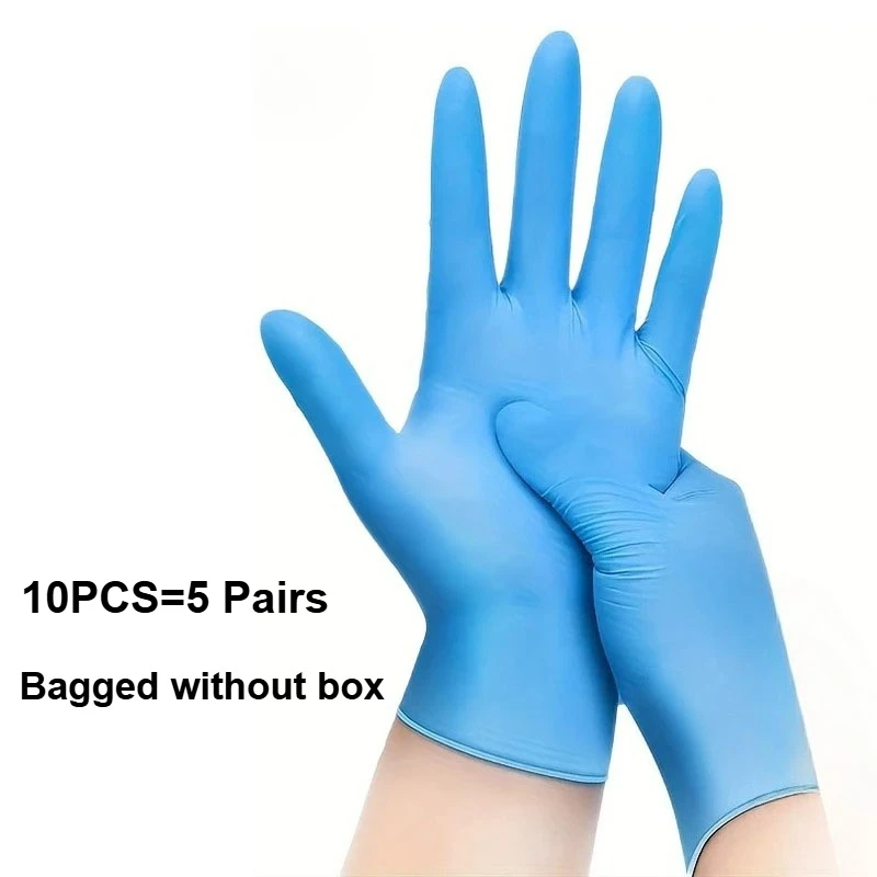 10–100 Stück blaue Nitril-Einweghandschuhe, latexfreie Sicherheits-Arbeitshandschuhe für die Reinigung von Küchenmechaniker, automatischer Schutzhandschuh