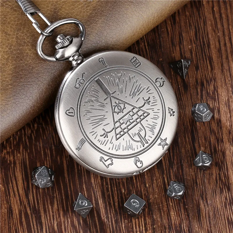 

Antique Pocket Watch Case with Pendant Chain 7pcs/set Metal Polyhedral Dices Entertainment Role Paly Gaming Dice Gift