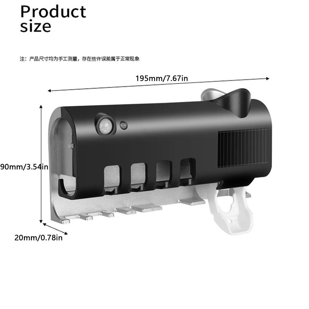 Smart Toothbrush Holder Electric Tooth Brush Detachable Stand Punch-free Toothpaste Dispenser Storage Bathroom White