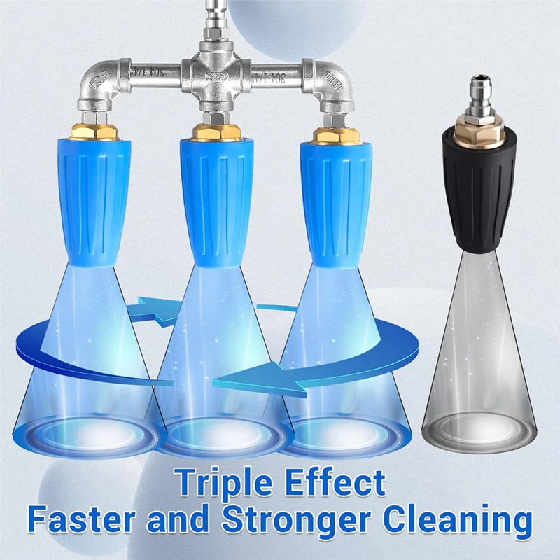 PORK-트리플 터보 노즐 압력 세척기, 360 °   1/4인치 퀵 커넥터, 2.0 오리피스, 4000 PSI를 갖춘 회전 터보 노즐