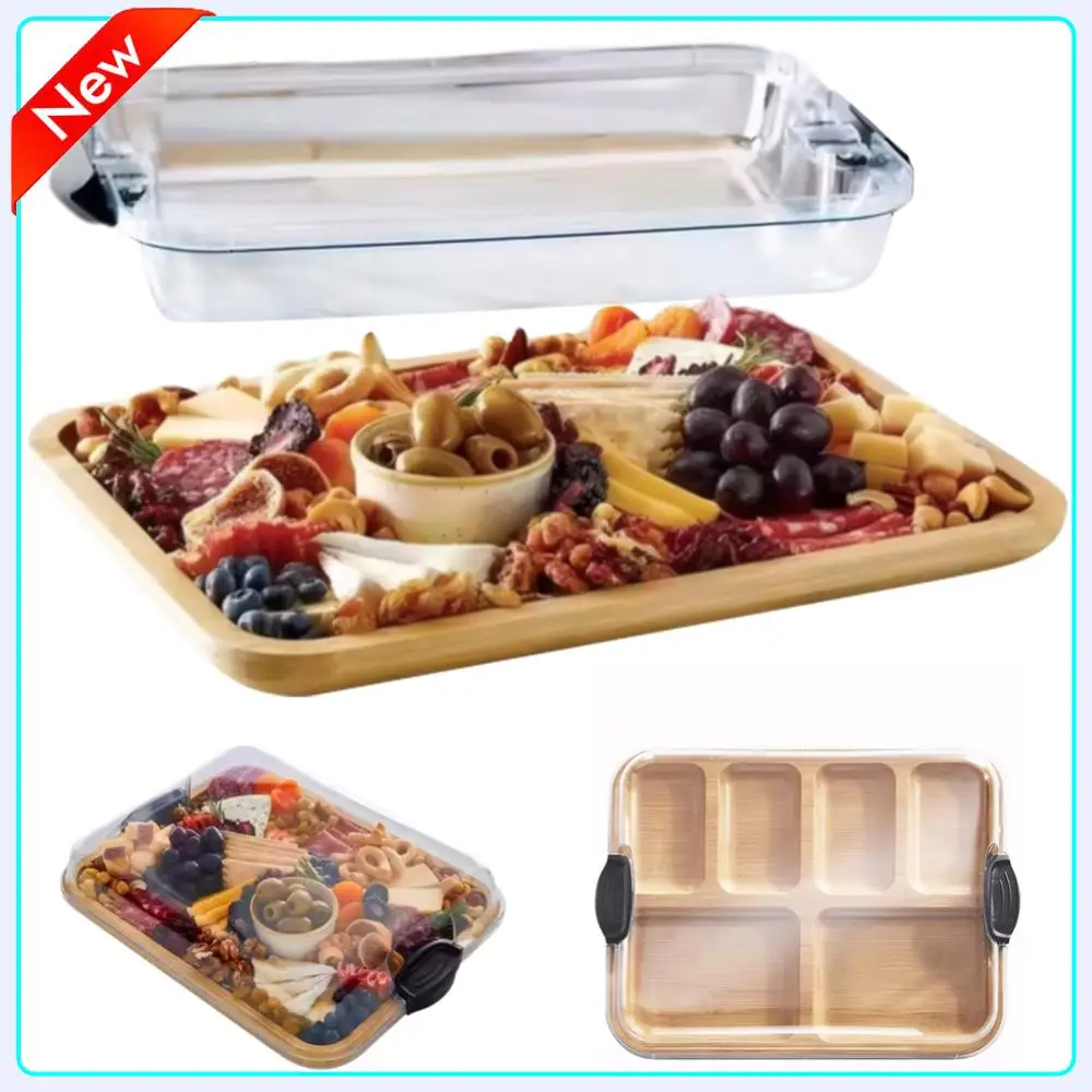 

Бамбуковая доска для мясных изделий, поднос с крышкой, блюдо для сыра, сервировочный поднос, доска для мясных изделий для приготовления пищи на кухне, подарок для семейной вечеринки