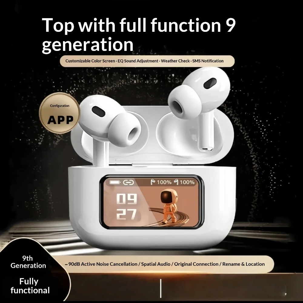 

A9Pro2 New 2026 Wireless Bluetooth Earphones Color Screen Intelligent Active Noise Reduction Sound Quality Suitable for Android