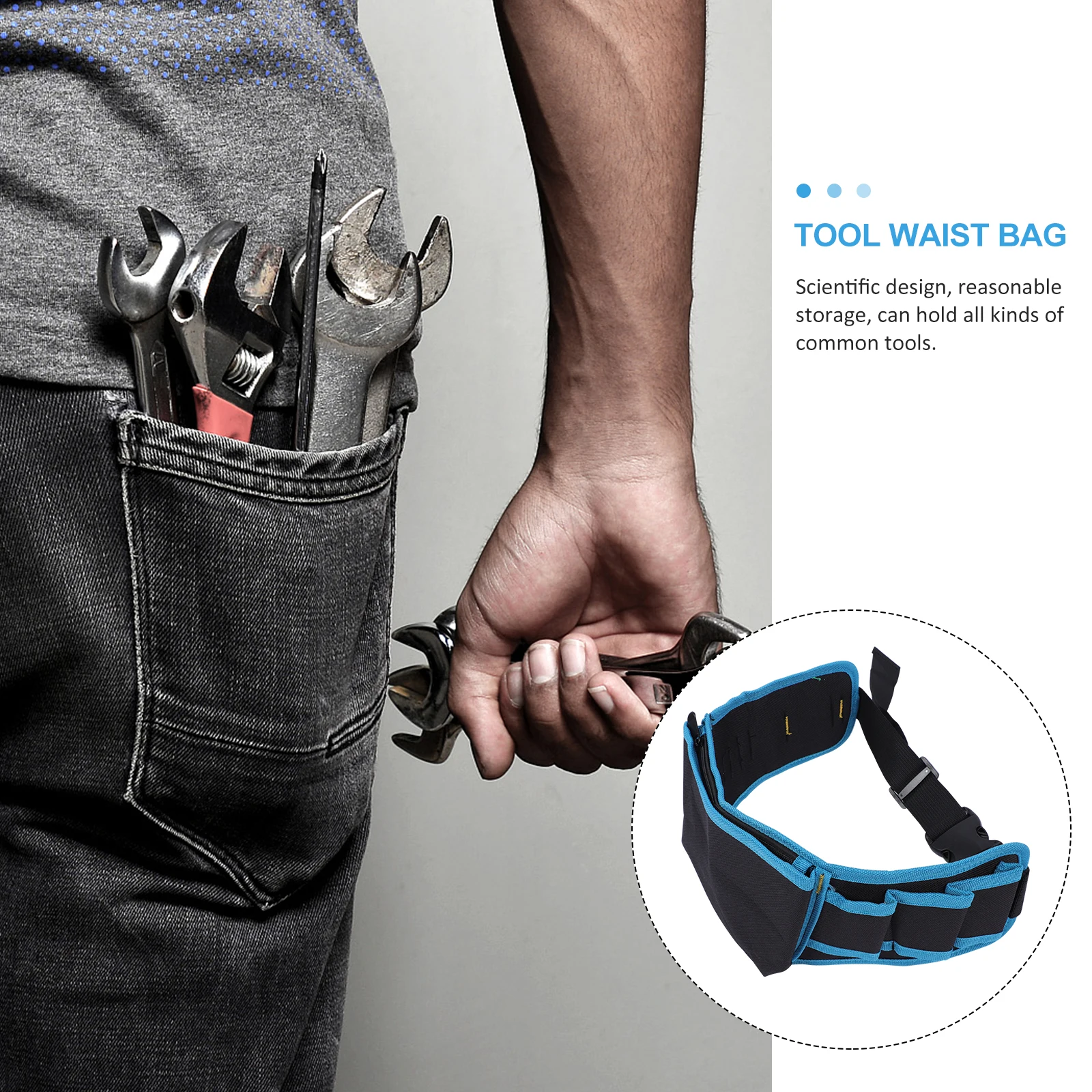 

Fanny Tool Storage Pack Tools Zippered Pouch Kit 600d Oxford Cloth Belt Bag Work