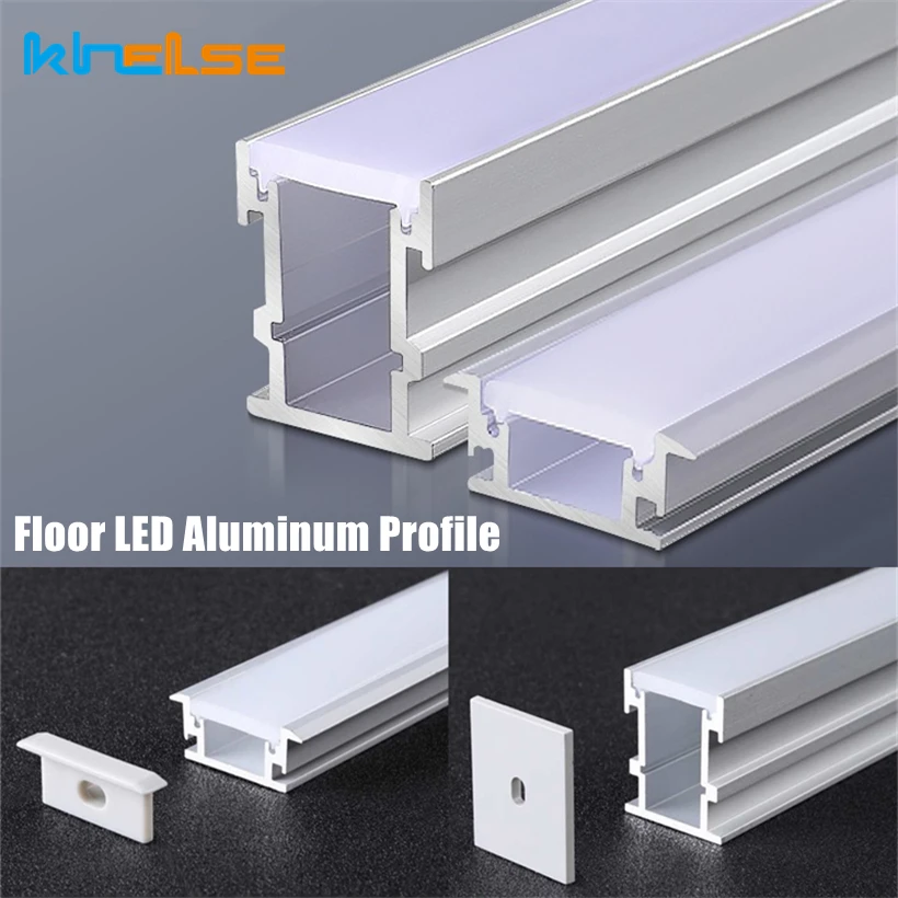 

0.5/1m Floor LED Aluminum Profile Strong Thicken Ground Recessed Strip Light Channel PC Cover Home Commercial Linear Lighting