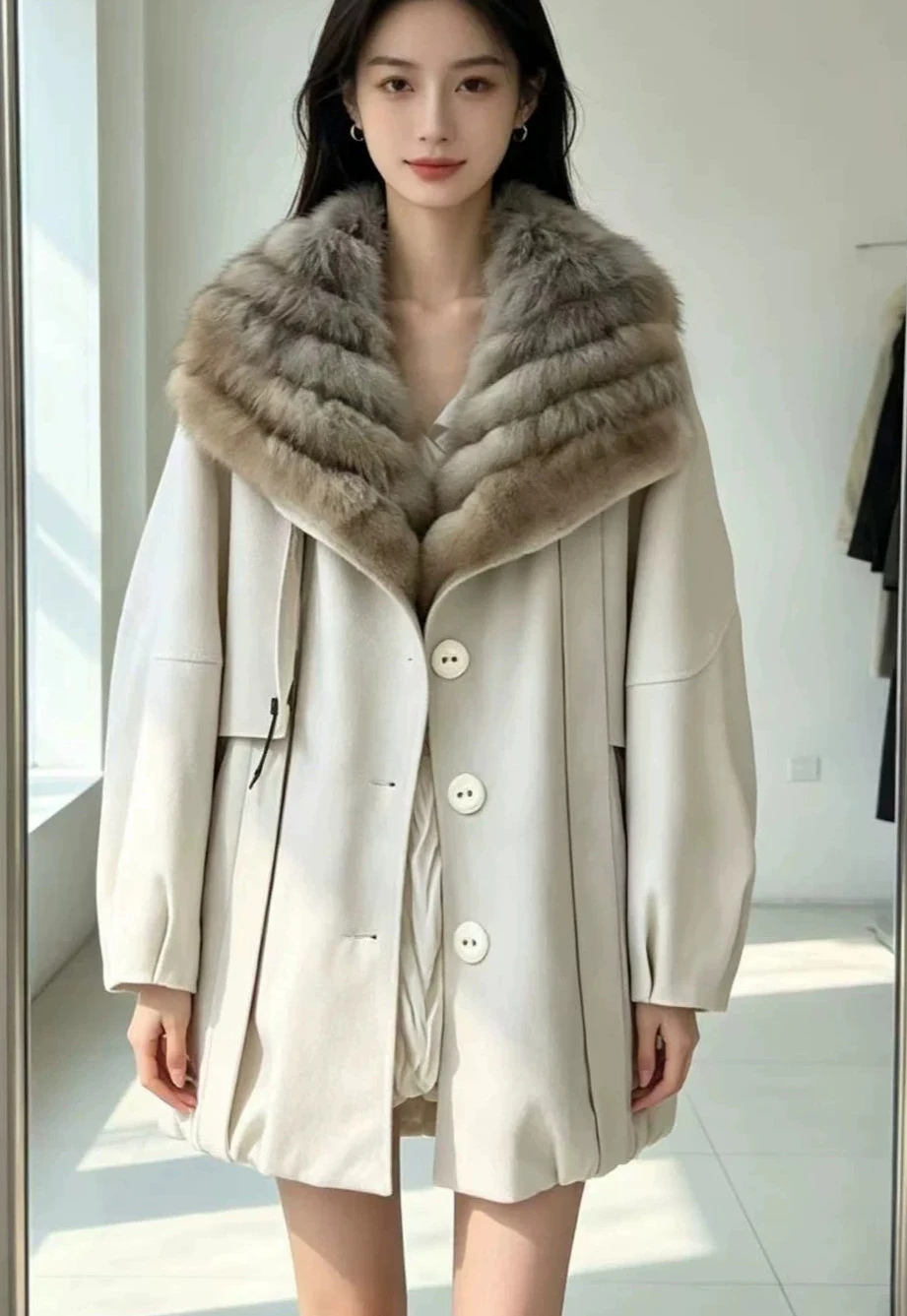 Winter Euro New Women's Down Jacket Fox Fur Loose Commuting Fashion Windproof Jacket