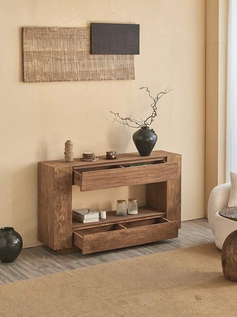 Wind solid wood dining side cabinet storage decorative cabinet against the wall shelf B & B clubhouse strip case entrance