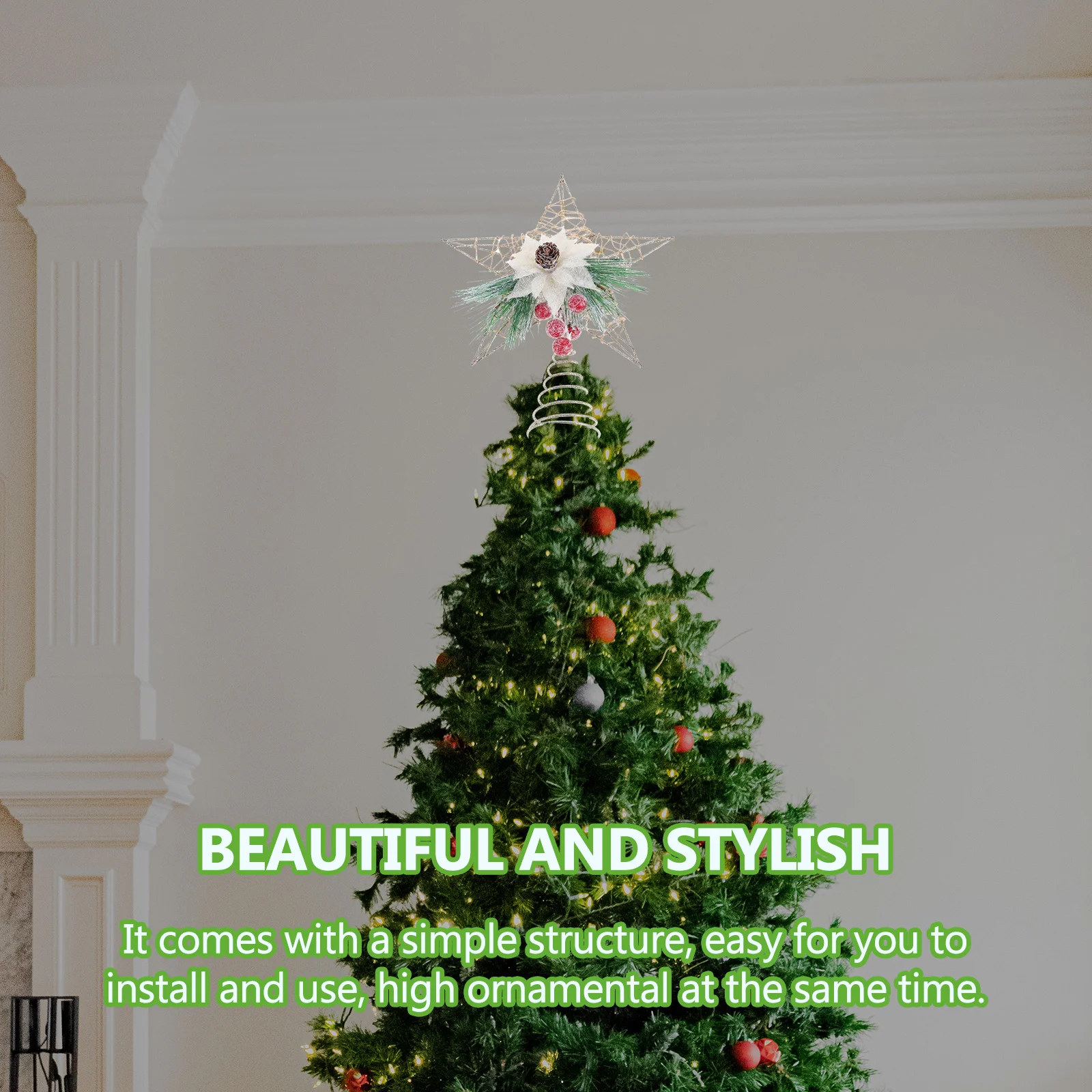 

1pc Christmas Tree Star Topper Ornament Xmas Iron Adornment For Holiday Decor Party Wedding Event Decoration