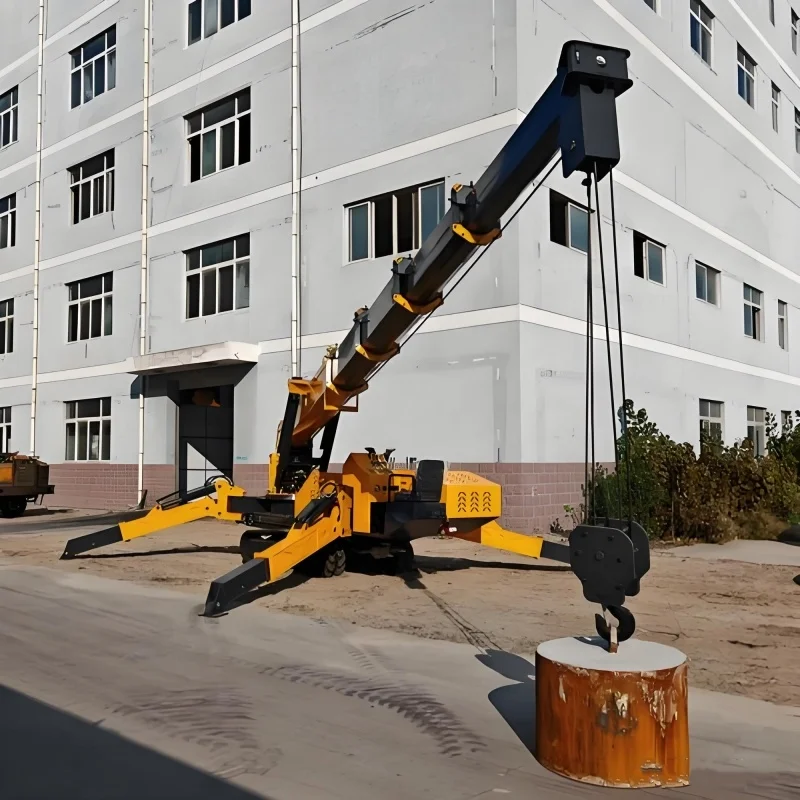 3 Ton Crawler Spider Crane 360° Rotating Hydraulic Leg Spider Cranes With Remote Control Hydraulic Boom Lift Fly Jib Telescopic
