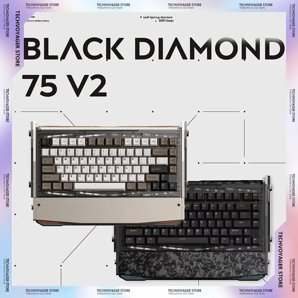 

Angry Miao DRY STUDIO Black Diamond 75 V2 Механическая клавиатура Беспроводная Bluetooth Трехрежимная игровая клавиатура RGB с беспроводной зарядкой