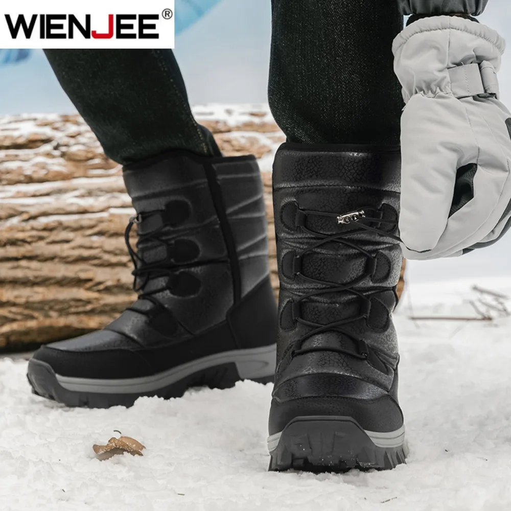 جديد دافئ الرجال أفخم الثلوج الأحذية عالية أعلى الشتاء الرجال الأحذية مقاوم للماء الشتاء دراجة نارية الأحذية في الهواء الطلق المضادة للانزلاق الرجال أحذية التنزه #3
