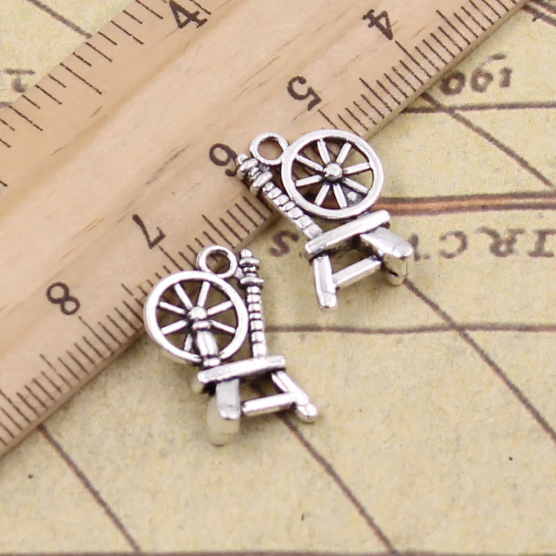 25pcs Charms Retro Textile Lathe 19x12mm Tibetan Pendants Antique Jewelry Making DIY Handmade Craft For Necklace