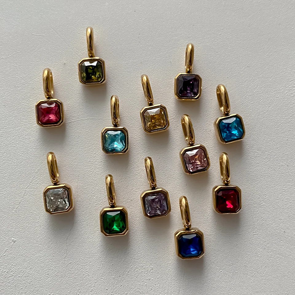 EMANCO Edelstahl Klassische Oktagon Geburtsstein-Anhänger 14K Vergoldeter Anhänger für DIY Schmuckherstellung Halskette – Detail 3