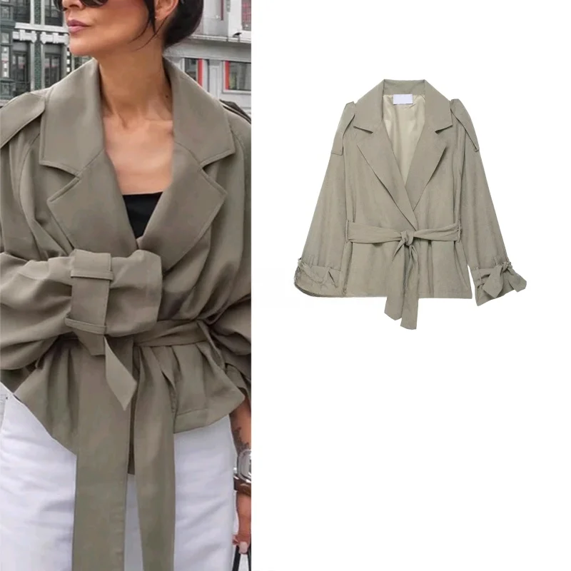 

Fall Women's Loose Casual Lapel Long Sve Faux Velvet ort Jaet Coat with Belt Commute Sle Polyester Fiber 00%