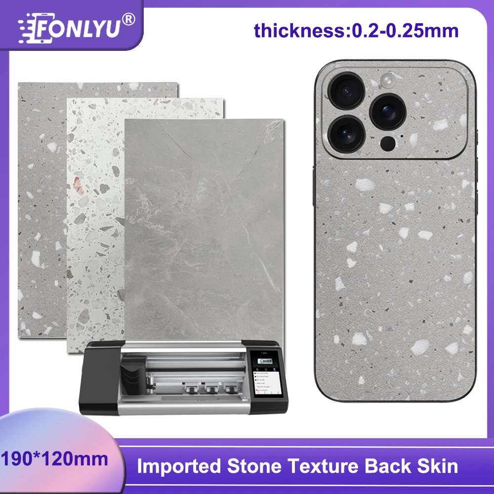 

Fonlyu Imported Stone Texture Back Stickers for iPhone 17 16 15 Pro Max Screen Protector Film Cutting Machine Decorative Skins