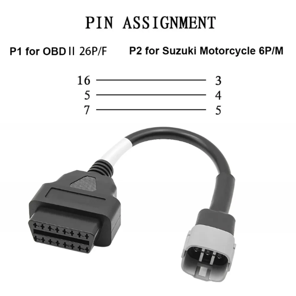 OBD Motorcycle Cable for Suzuki 6 Pin Plug Cable Diagnostic Diagnostic Cable 6Pin To OBD2 16 Pin Adapter Motorcycle Accessories