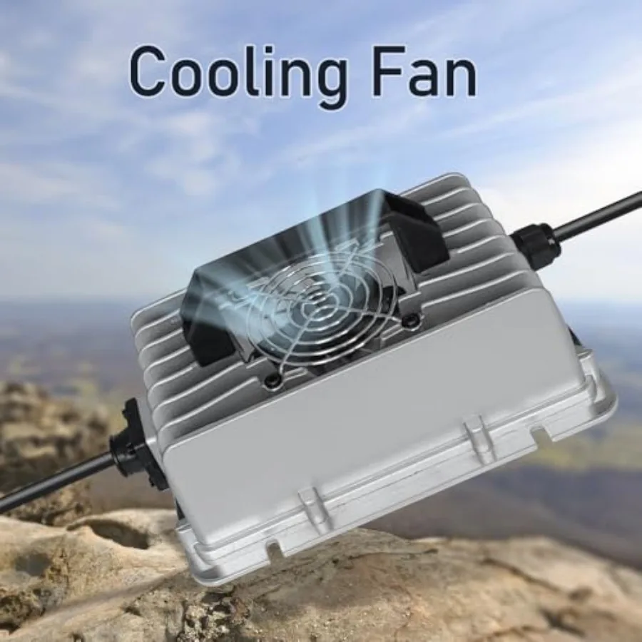 Abakoo chargeur de batterie 36 volts 15 ampères pour voiturette de golf de voiture de club avec prise ronde à 3 broches étanche IP67