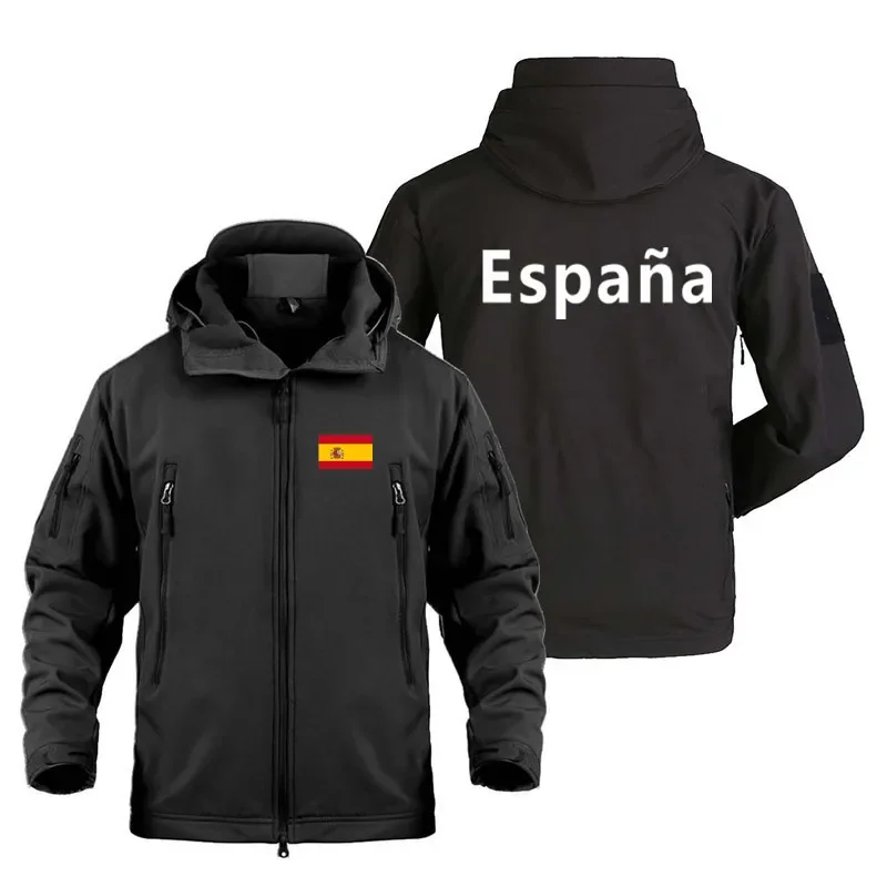 

Men New Spain Funny Print Outdoor Military Tactical Shark Skin Man Coats Fleece Warm SoftShell Jackets