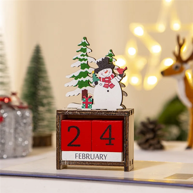 Selamat Natal kayu dicat Santa kalender Xmas ornamen dekorasi Natal untuk kalender hitung mundur Elk