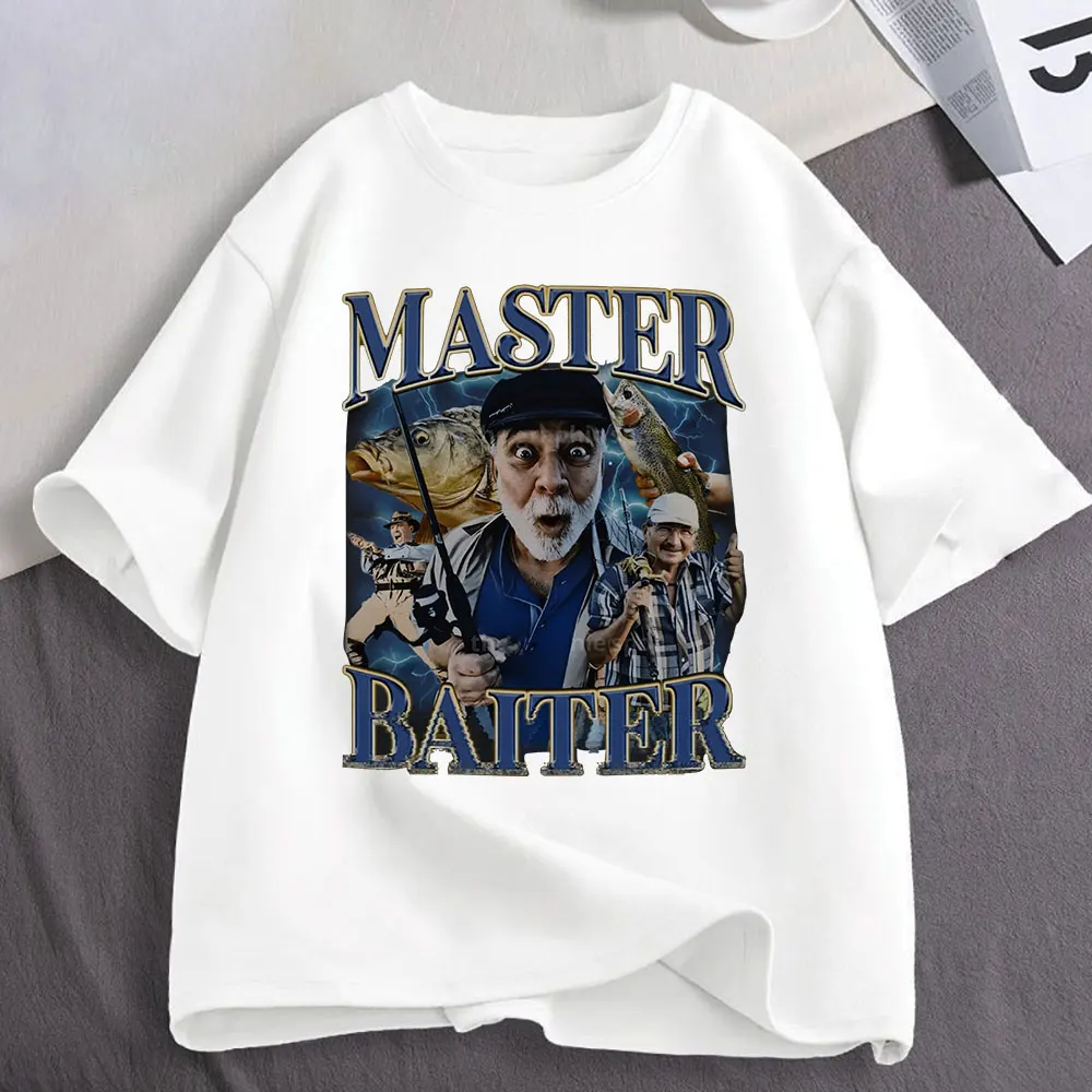 Master Baiter Funny Fishing Meme Graphic T Shirts Women Clothing Fashion Oversized Short Sleeve T-shirt Streetwear