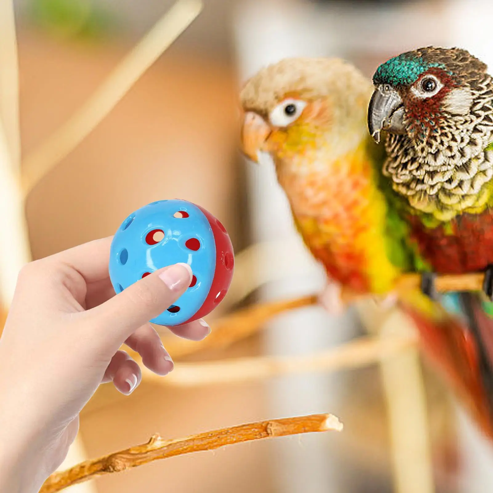 Bird Toys For Parrots Chew Toy Balls For Parakeet Bite Resistant Hangable Bird Training  Toys With Small Holes colorful Bell view 5
