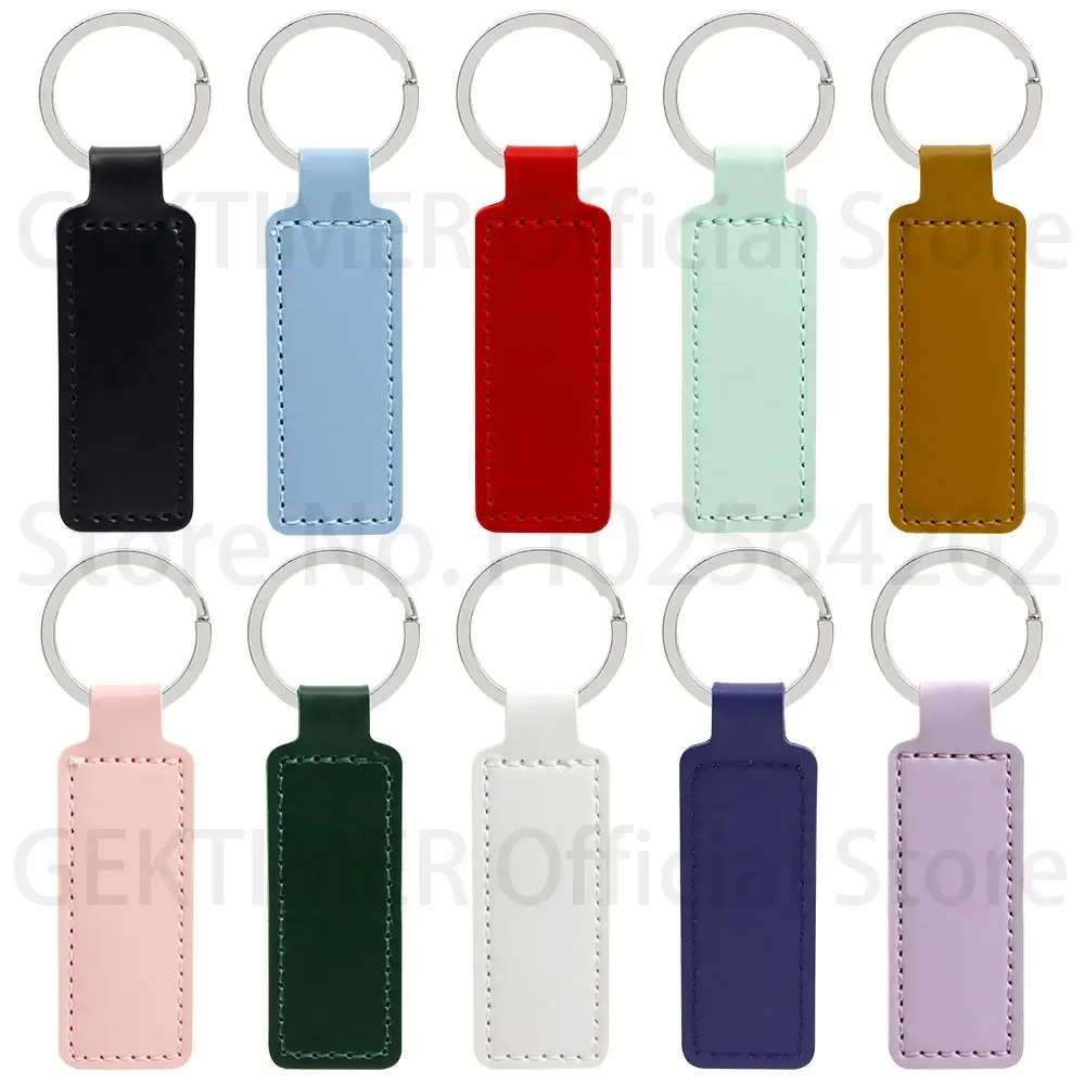 Wholesale 100Pcs Bright PU Leather Keychain Dog ID Tags NamePlate Custom Car Gift Pendant PU Key Chain Simple KeyChains Keyholde