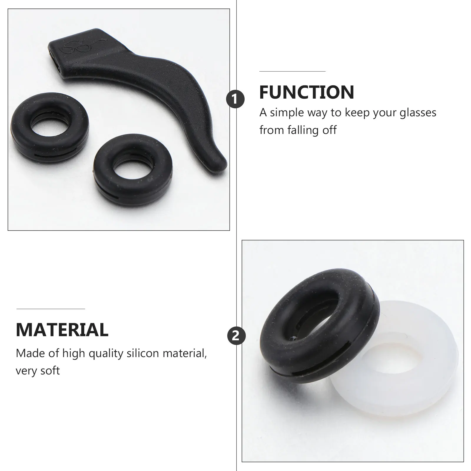 

32pcs Glasses Anti slip Covers Round Silicone Temple Tips Black White Ear Hooks Retainers For Sports Eyewear Accessories