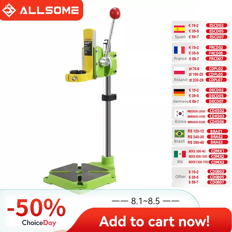 

ALLSOME MINIQ Electric Power Drill Press Stand Table for Drills Workbench Clamp Drilling Collet 35 43mm 0 90 degrees HT2671