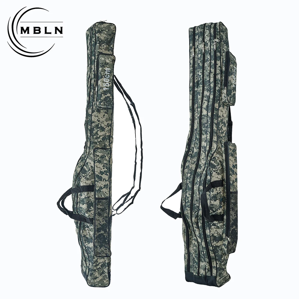 MBLN 59in Waterproof Fishing Rod Bag – 3-Layer Polyester Tackle Case with 2 Side Pockets, Foldable & Portable for Easy Storage view 5