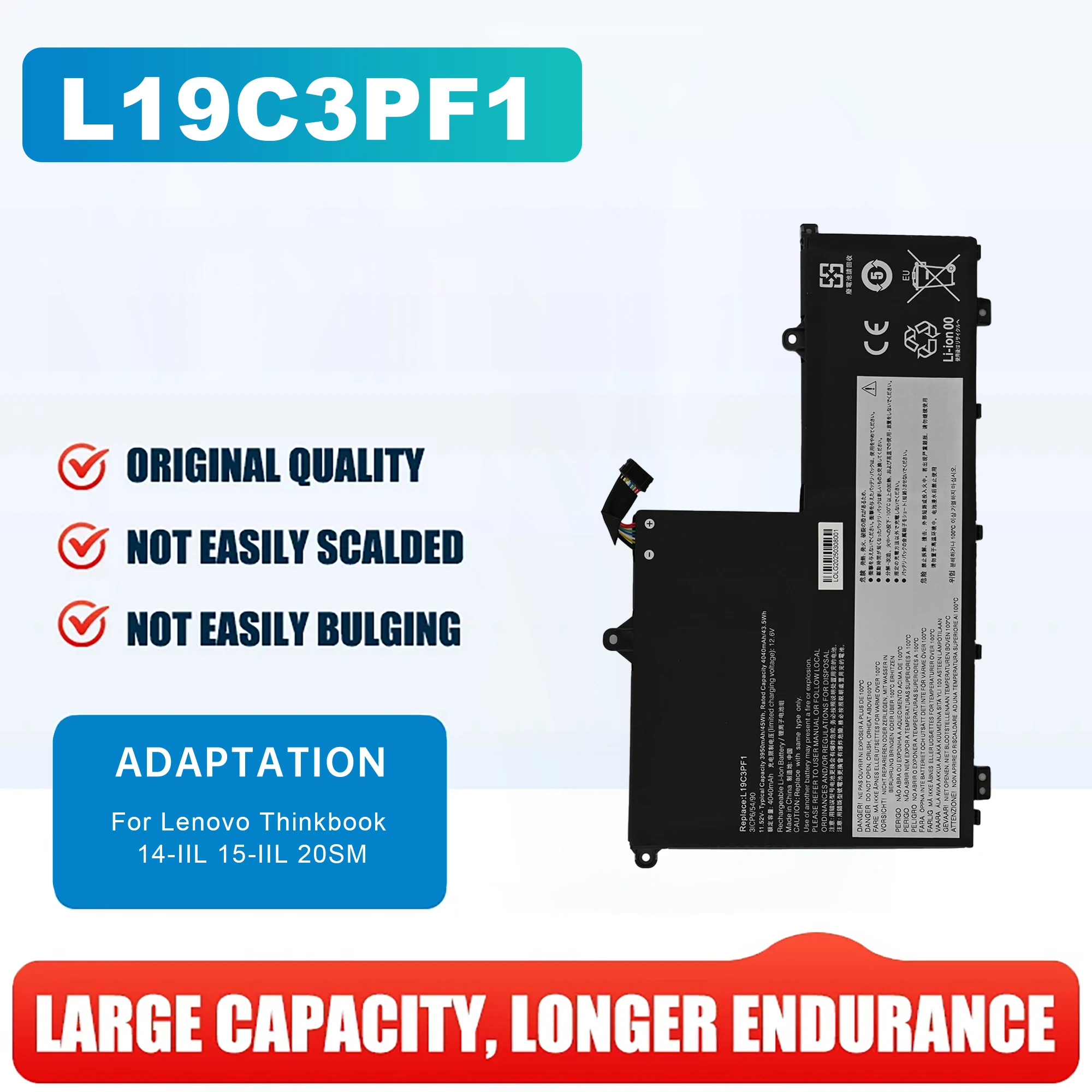 High-Quality  L19C3PF1 Laptop Battery For Lenovo Thinkbook 14-IIL 15-IIL 20SM L19C3PF0 L19C3PF9 SB10V25242 20RW005FUS L19M3PF9