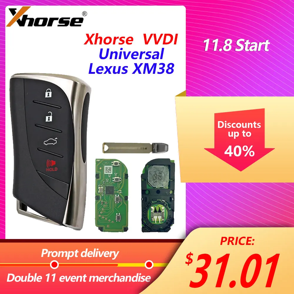 Xhorse 범용 VVDI XM38 스마트 키 중국어 버전 포브, 렉서스 ES RX LX 2018-2023 4D 8A 4A 0440 3590 AA BA