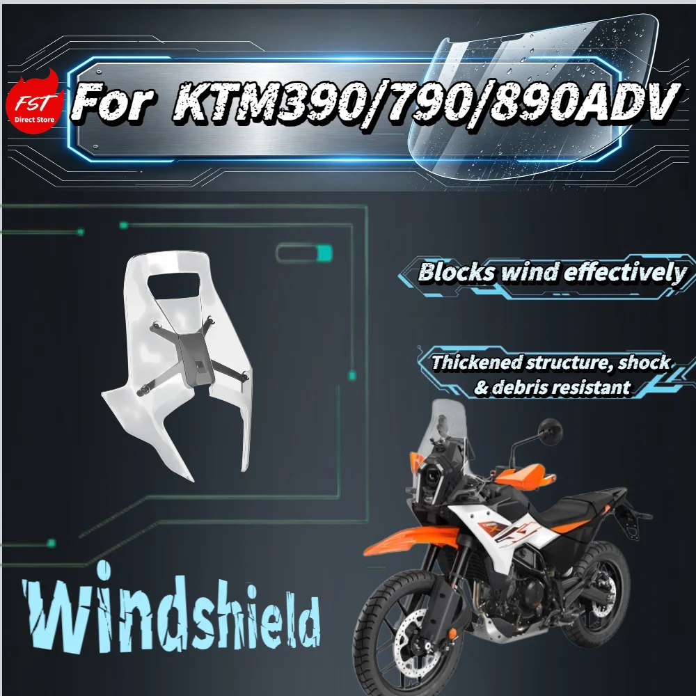 

For KTM390 790 890 ADV, Off-Road Windshield, Heightened Widened Front Windscreen Wind Deflector Panel Parts