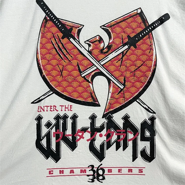 وو تانغ عشيرة الفرقة شارع العليا روك الساحل الغربي نمط تي شيرت الهيب هوب الرجال النساء القطن تي شيرت للجنسين الملابس Y2k الملابس القمم #6