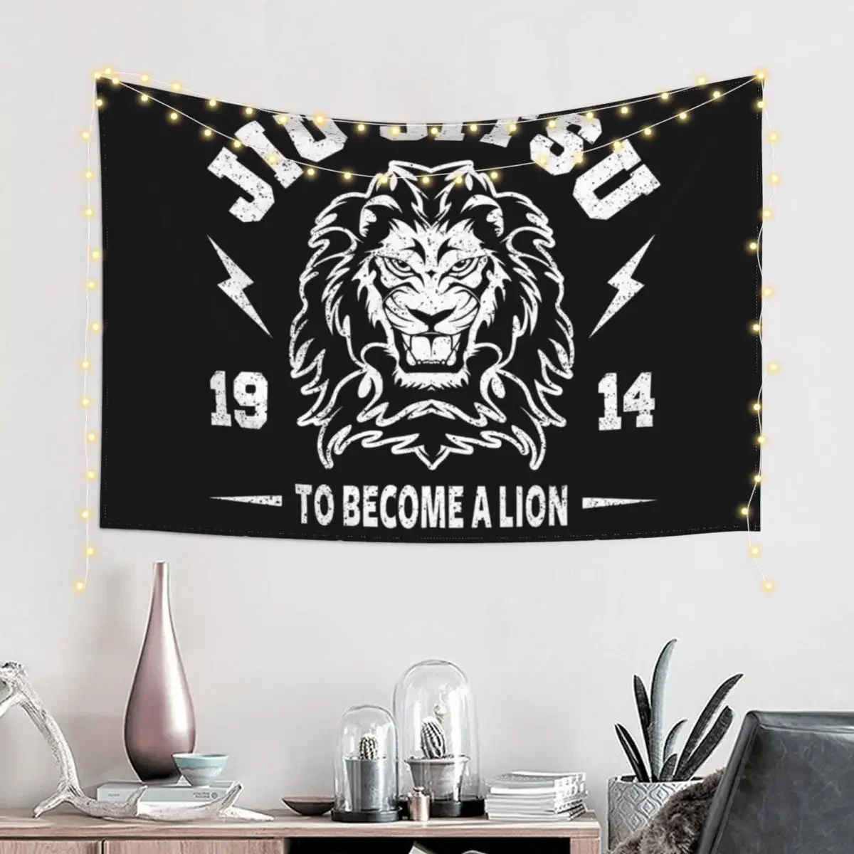 JIU JITSU - BECOME A LION - BJJ Tapestry Decoration For Home Wall Carpet Decoration Bedroom Home Decor Aesthetic Tapestry