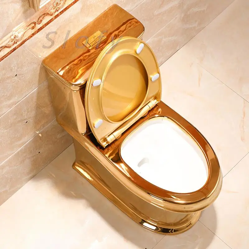 Toilet One Piece Gold Toilet Ceramic Luxury Modern Powerful Flush With System Silent For Basement Toilet Set Lid For Bathroom