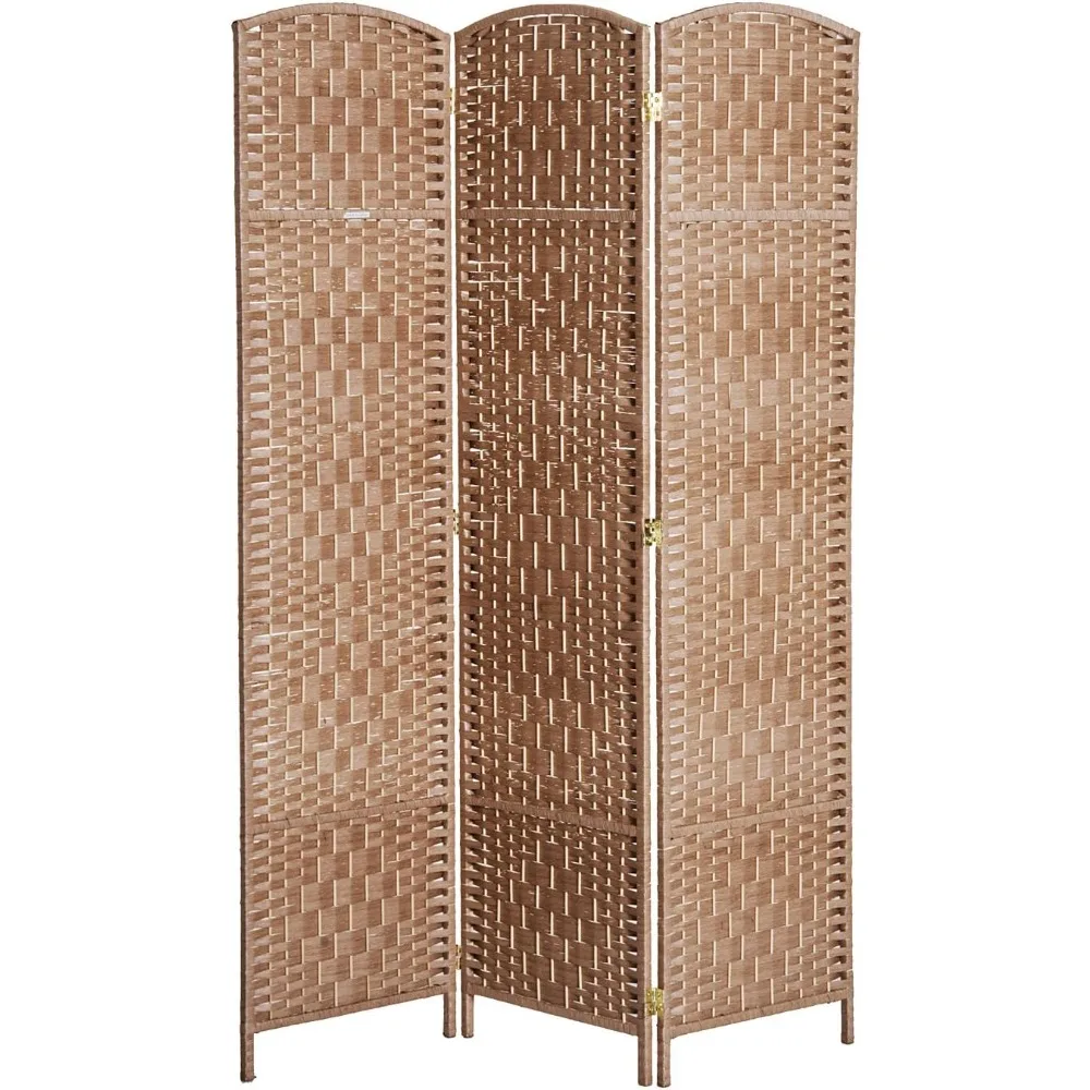 

Room Divider 3 Panels Folding Privacy Screen 6FT Tall Portable Wicker Weave Partition Wall Divider for Bedroom Home Office wood