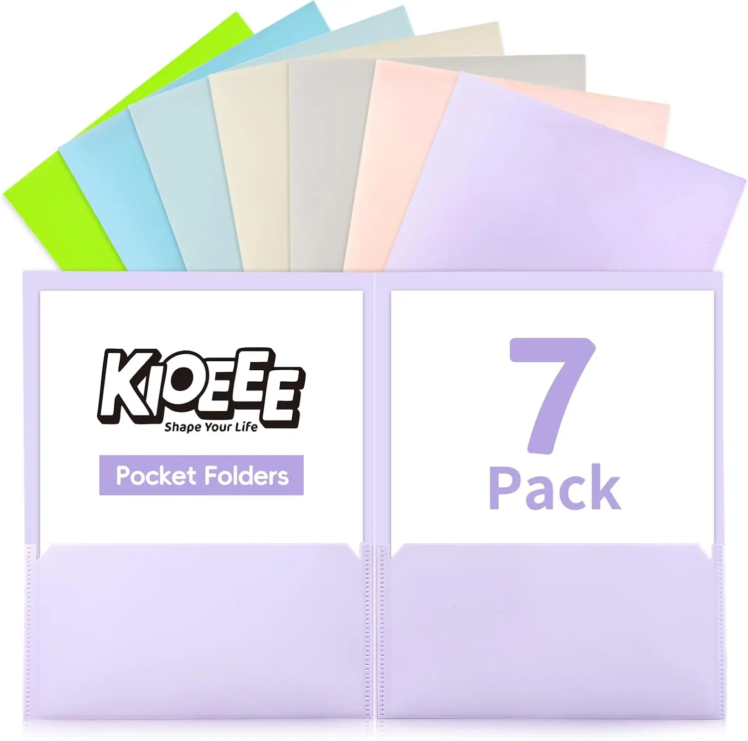 

7-Pack Heavy Duty Plastic Folders, 2 Pockets for Letter Size Paper, Assorted Colors